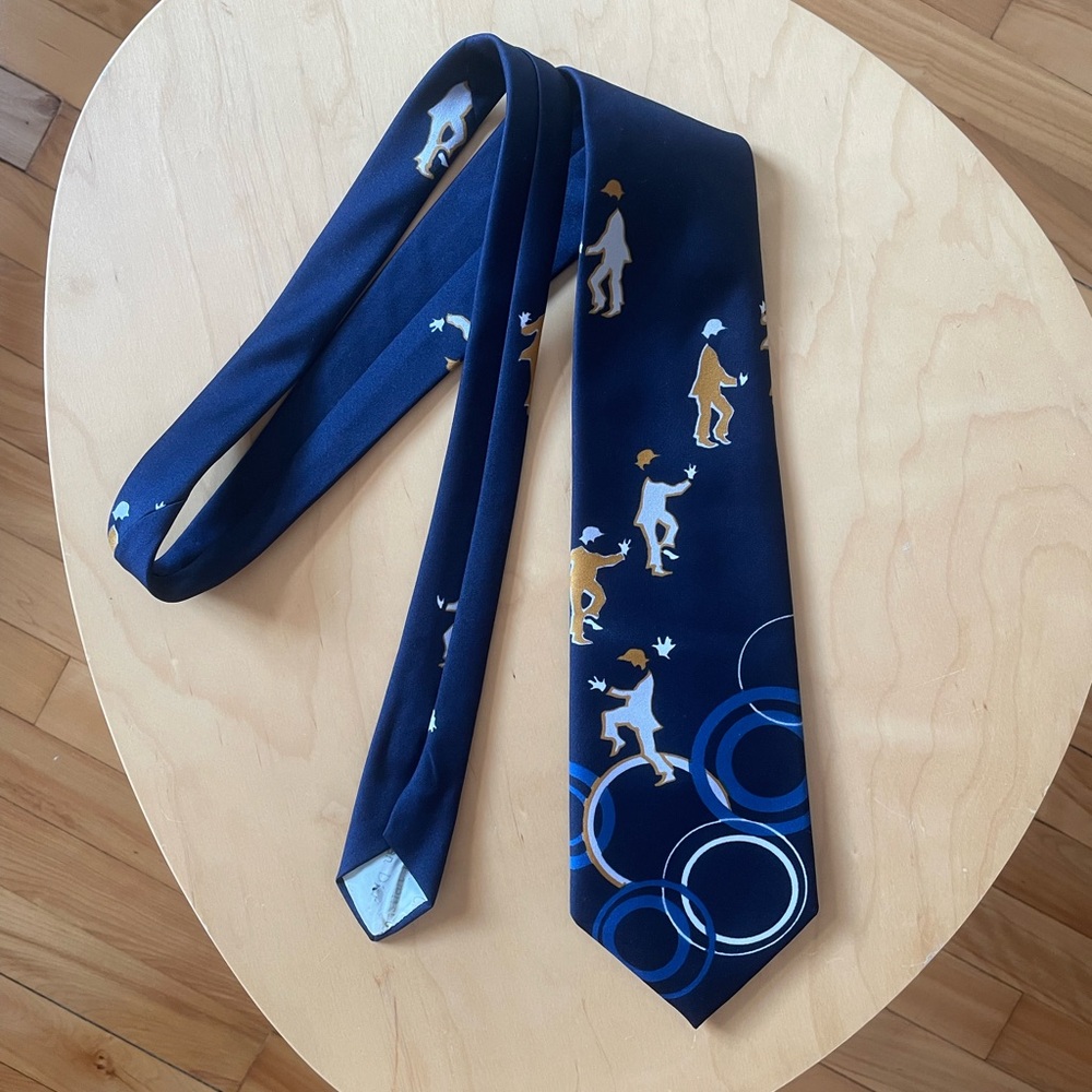 CHRISTIAN DIOR Navy Blue Patterned Tie
